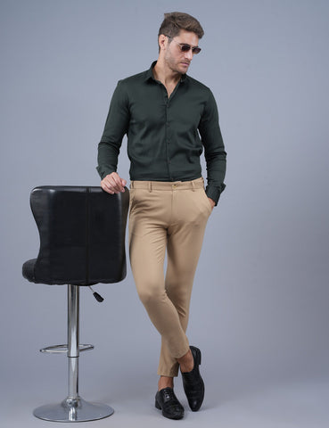 Buy Bottle Green Full Sleeve Men Shirt Online