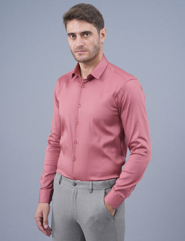 Shop Light Pink Plain Shining Material Men Shirt