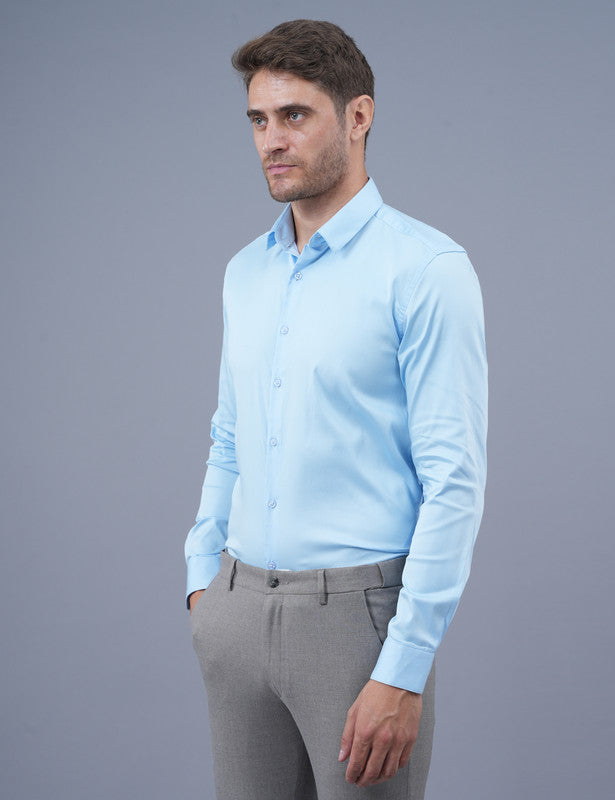 Buy Native Bull Blue Plain Shining Material Shirt