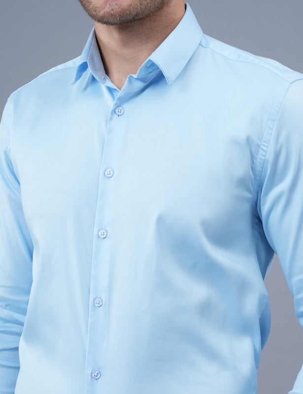 Shop Blue Plain Shining Material Shirt