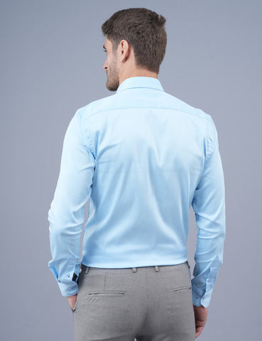 Blue Satin Full Sleeve Men Shirt