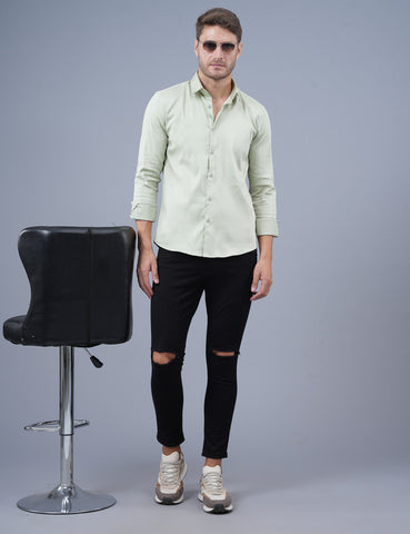 Buy Light Green Men Full Sleeve Shirt Online