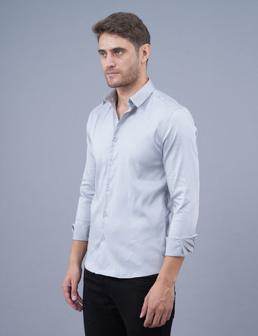 Buy Native Bull Light Blue Plain Shining Material Shirt