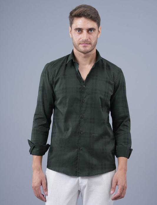 Native Bull Olive Green Large Checked Shirt