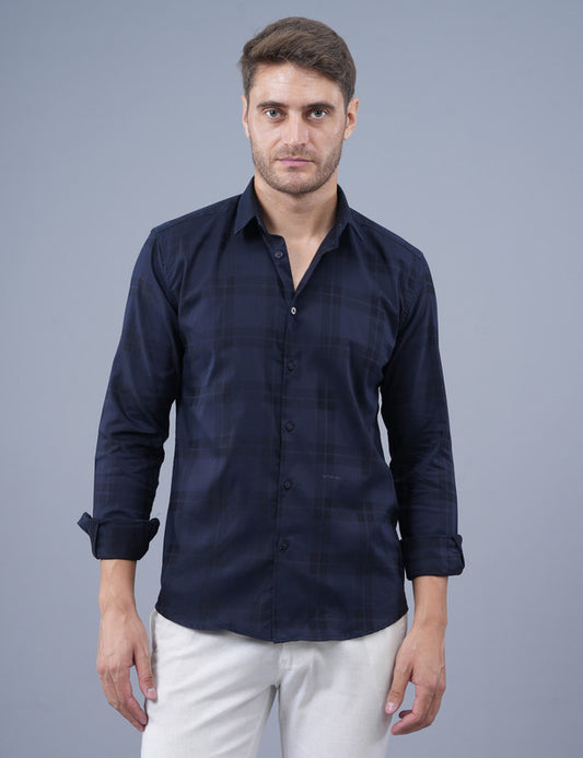 Native Bull Dark Navy Large Checked Shirt