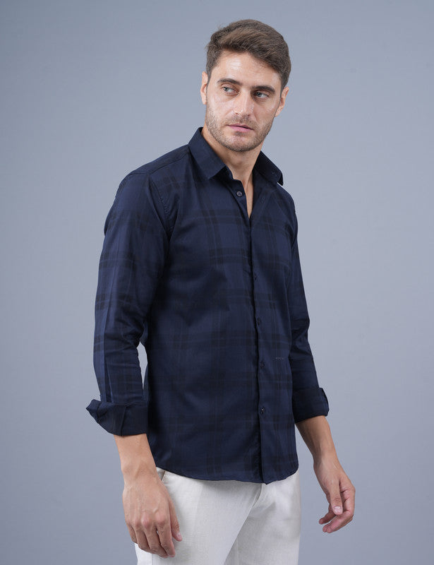 Buy Native Bull Dark Navy Large Checked Shirt