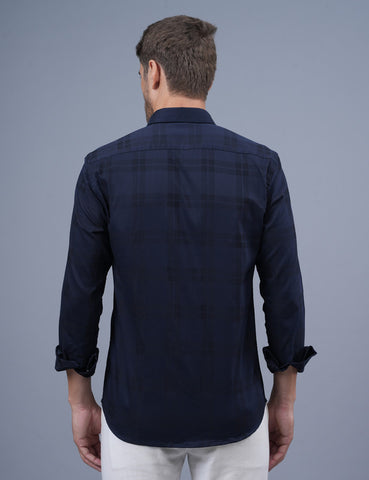 Buy Dark Navy Large Checked Men Shirt