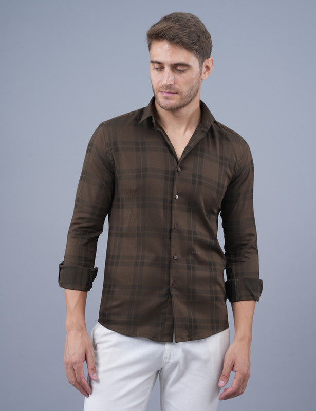 Native Bull Dark Brown Large Checked Shirt