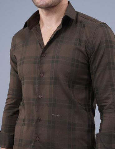 Shop Native Bull Dark Brown Large Checked Shirt