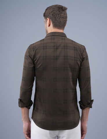 Buy Dark Brown Large Full Sleeve Checked Men Shirt