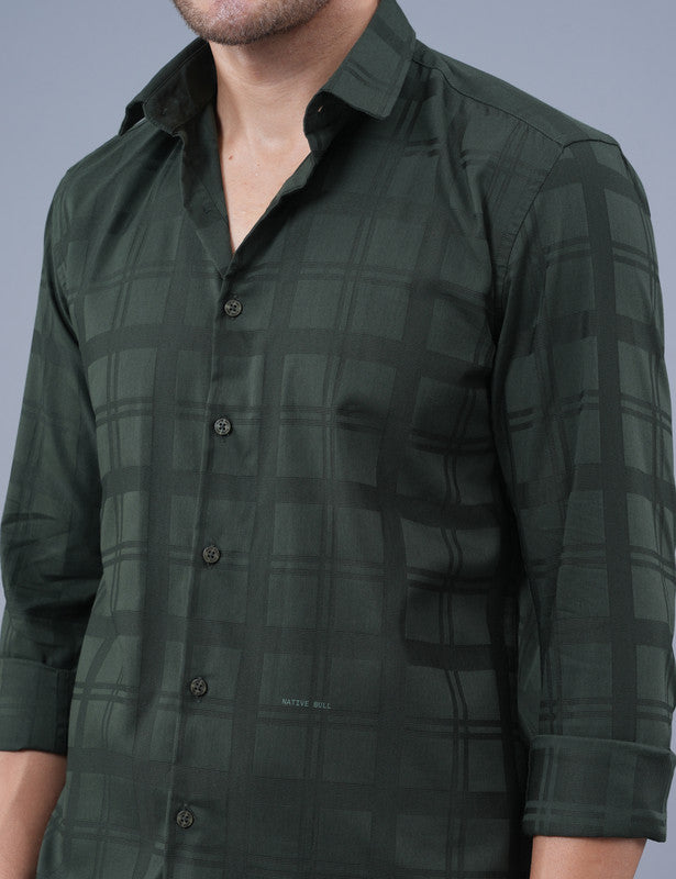 Shop Native Bull Olive Green Small Checked Shirt