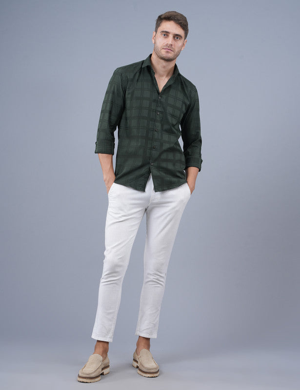 Buy Olive Green Small Checked Men Shirt Online