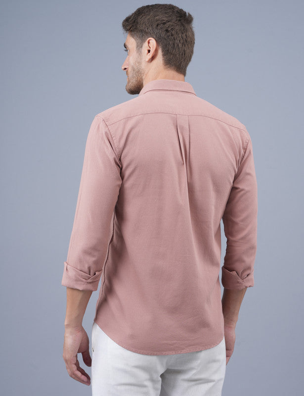 Shop Native Bull Crepe Pink Plain Raugh Material Shirt