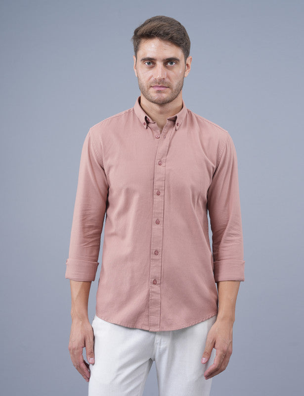 Native Bull Crepe Pink Plain Raugh Material Shirt