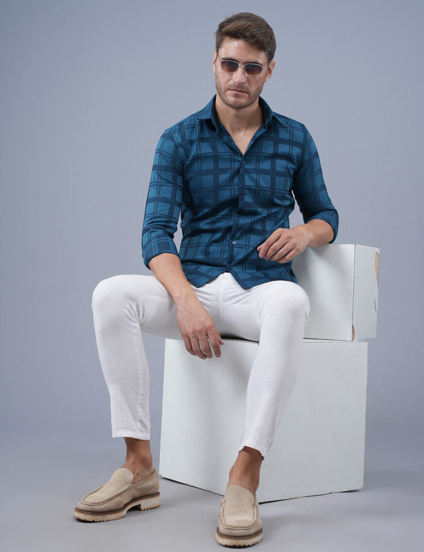 Buy Blue Small Checked Men Shirt Online