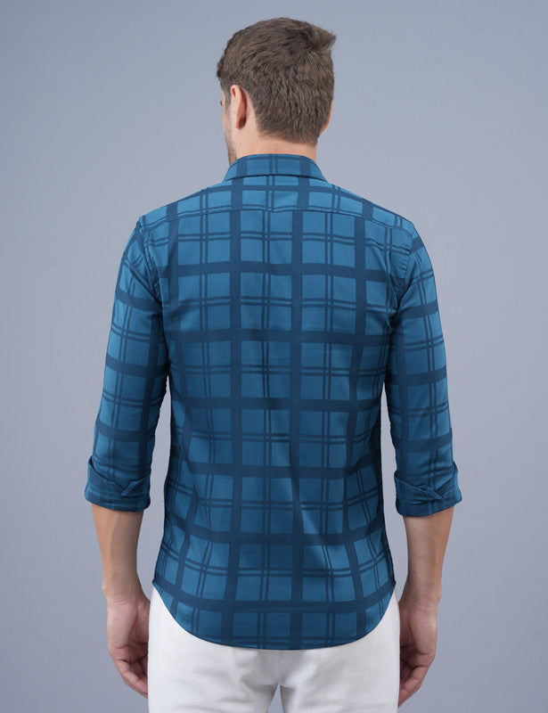 Blue Small Checked Full Sleeve Shirt