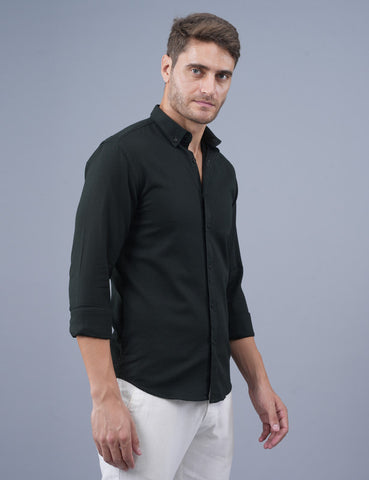 Black Satin Full Sleeve Shirt For Men