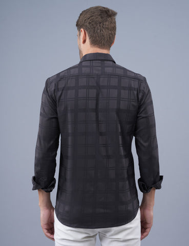 Light Black Small Checked Full Sleeve Shirt