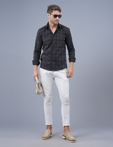 Buy Light Black Small Checked Men Shirt