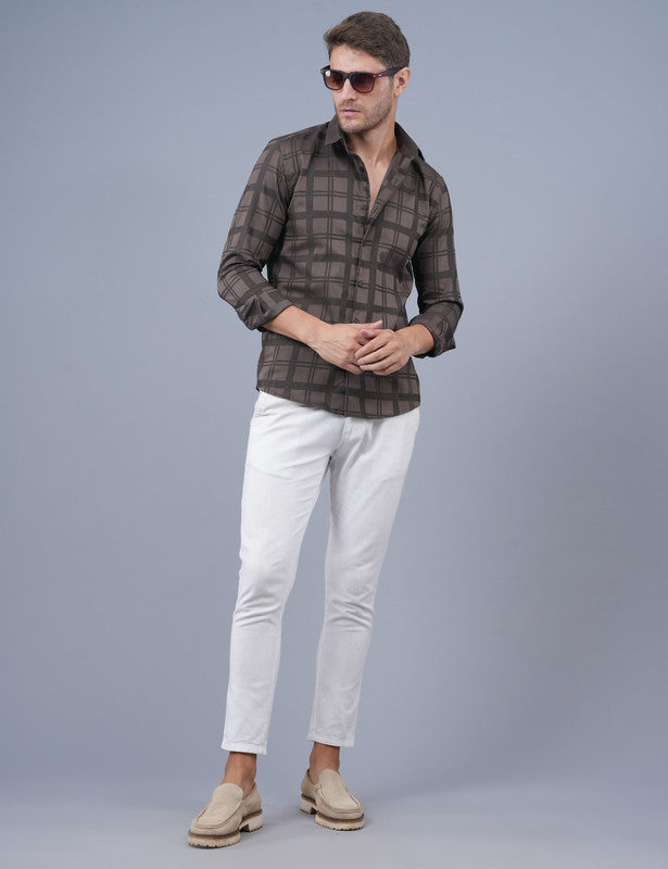 Buy Grey Small Checked Men Shirt