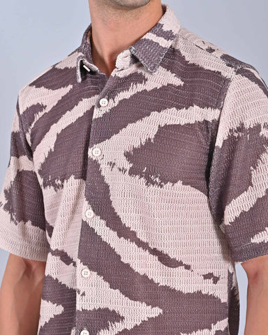 Men's Muted Pink Half Sleeve Tweed Shirt Online