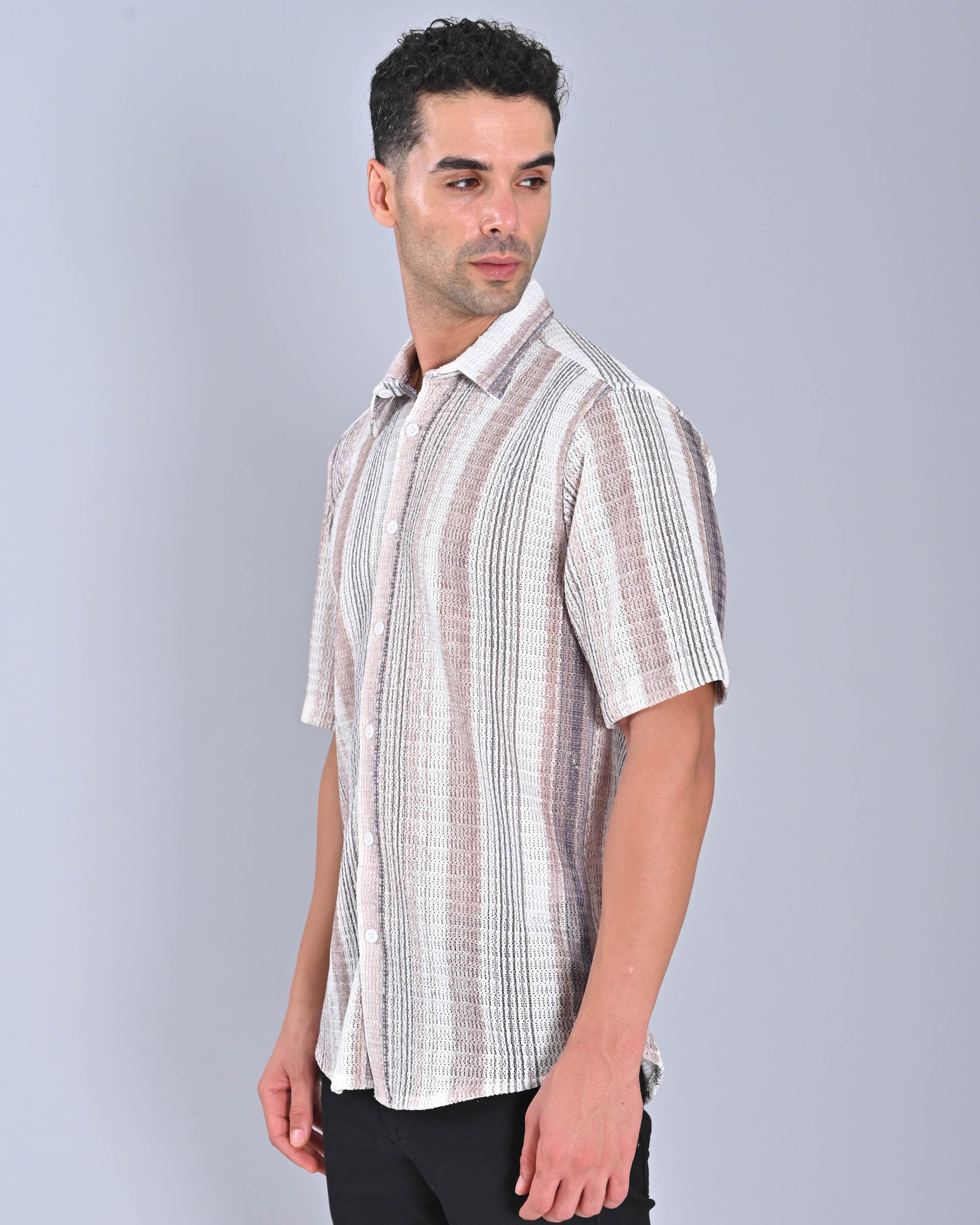 Men's Lavender Half Sleeve Tweed Shirt Online
