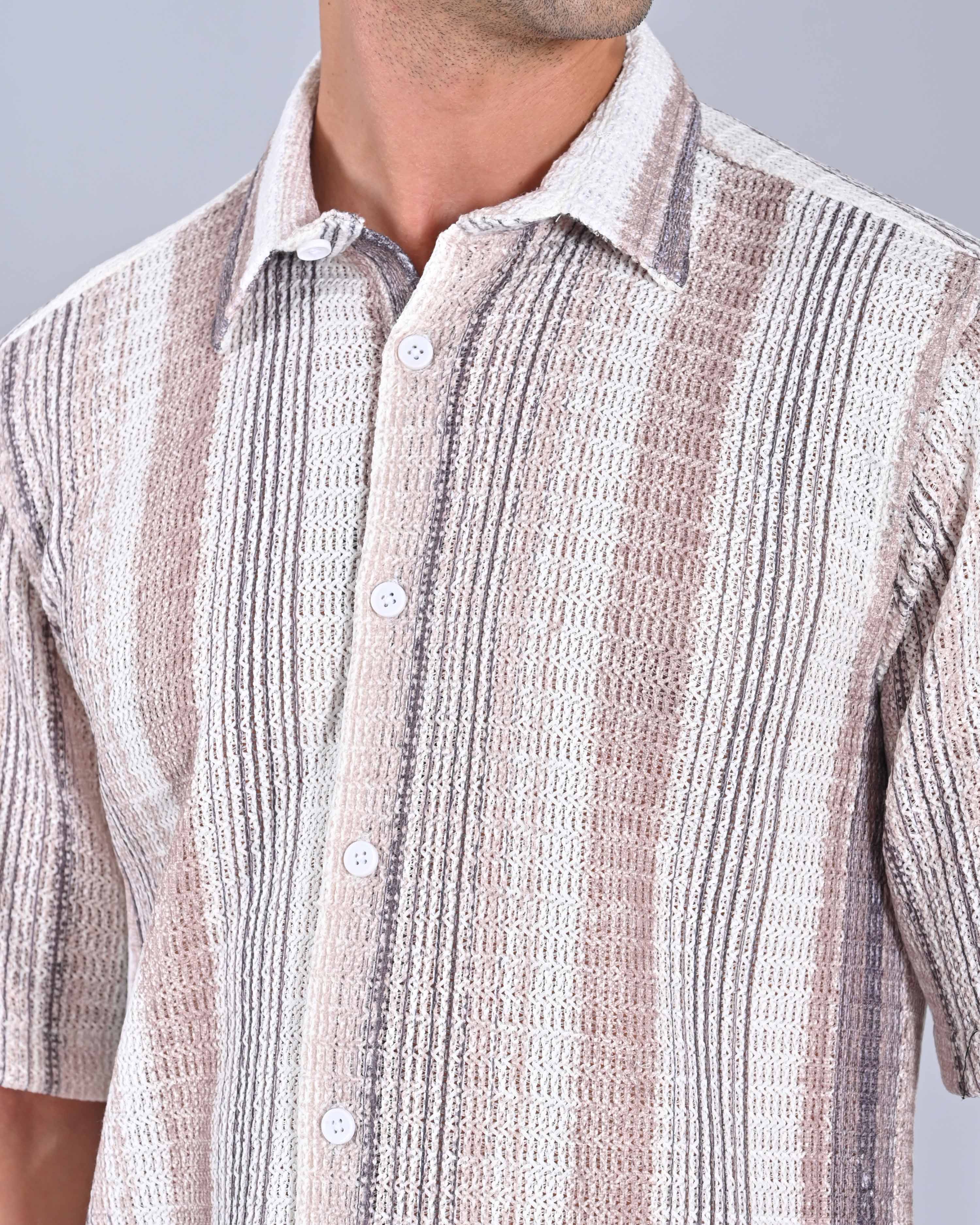 Buy Men's Lavender Half Sleeve Tweed Shirt Online