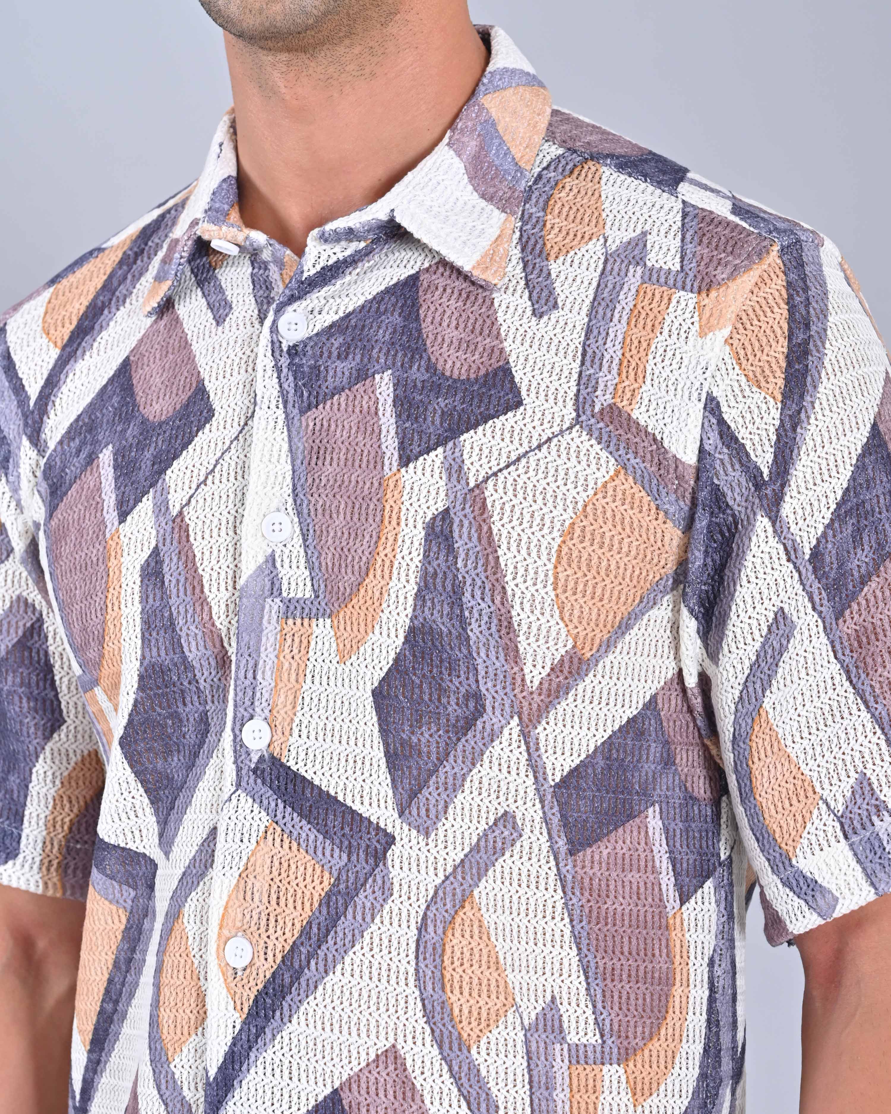 Men's Lavender Mist Spread Collar Tweed Shirt