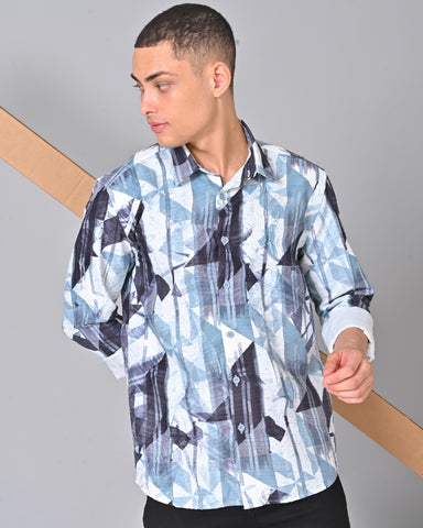 Shop Men's blue & black Tencel Shirt Online