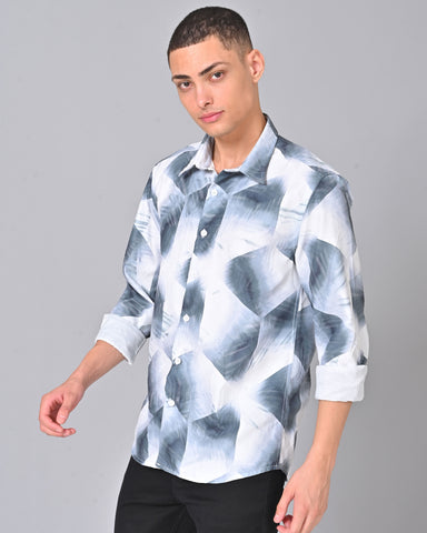 Shop Men's Grey & White Tencel Shirt 