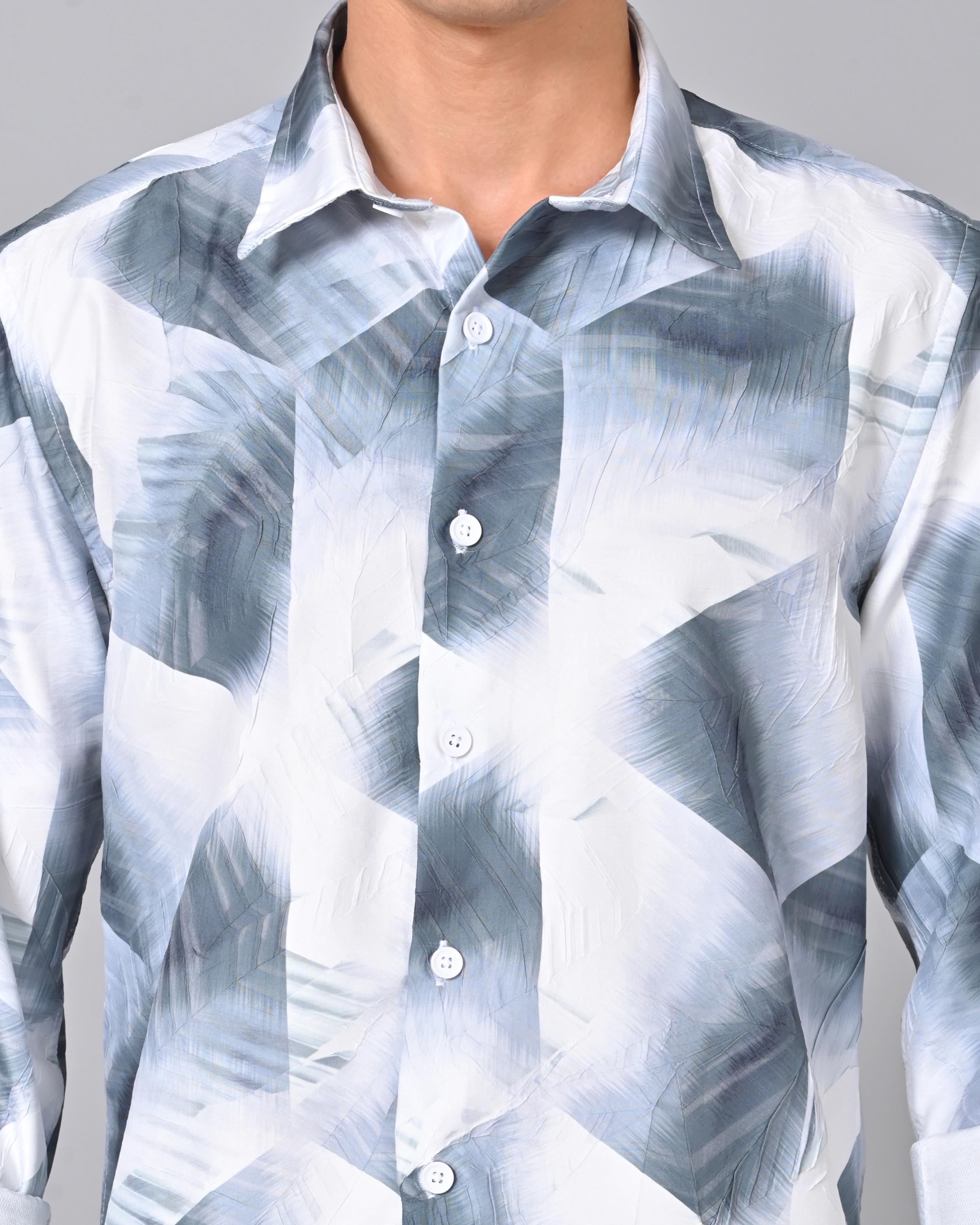 Buy Men's Grey & White Tencel Shirt Online