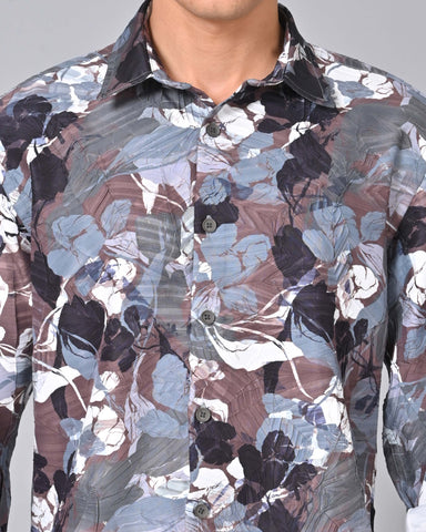 Buy Men's Floral Grey Tencel Shirt Online