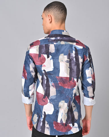Buy Men's Brown & Grey Printed Tencel Shirt 