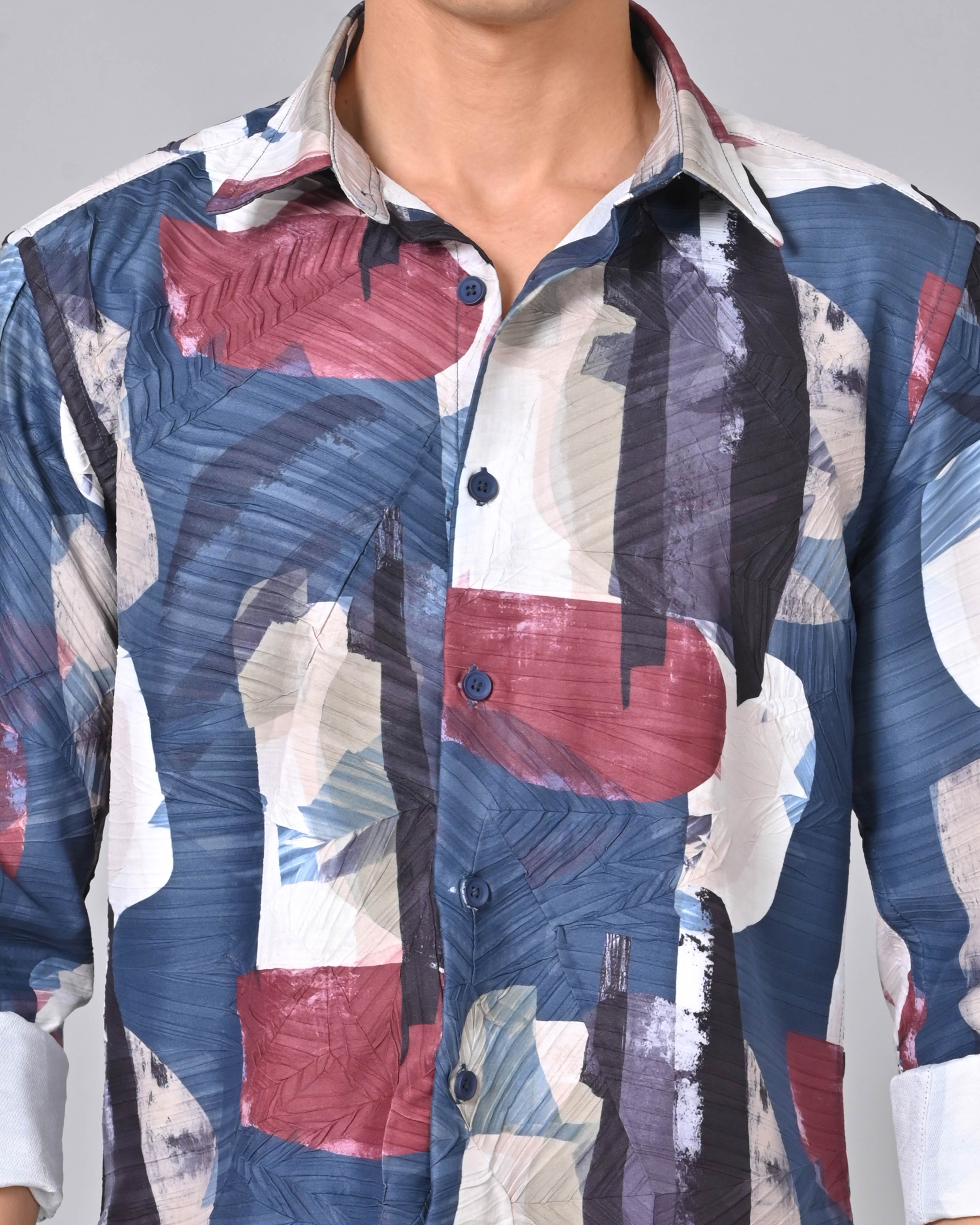 Buy Men's Brown & Grey Printed Tencel Shirt Online