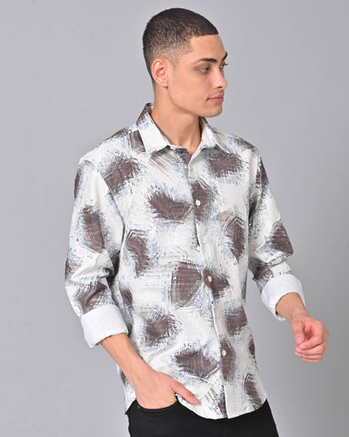 Men's Brown Printed Tencel Shirt Online