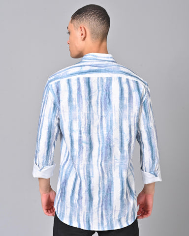 Buy Men's Blue Stripes Tencel Shirt 