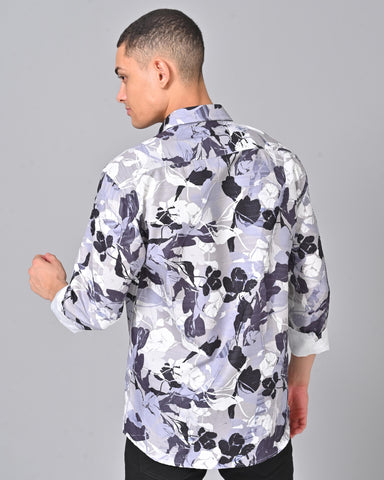 Buy Men's Blue & Grey Printed Tencel Shirt 