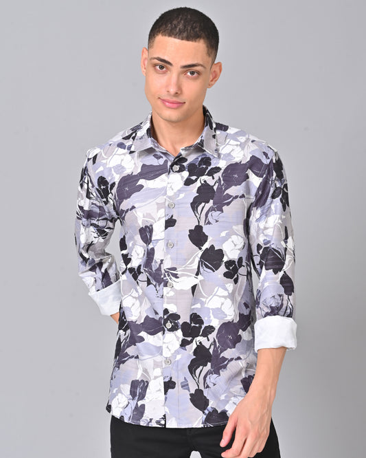 Men's Stylish Tencel Cotton Geometric Print Shirt - 021