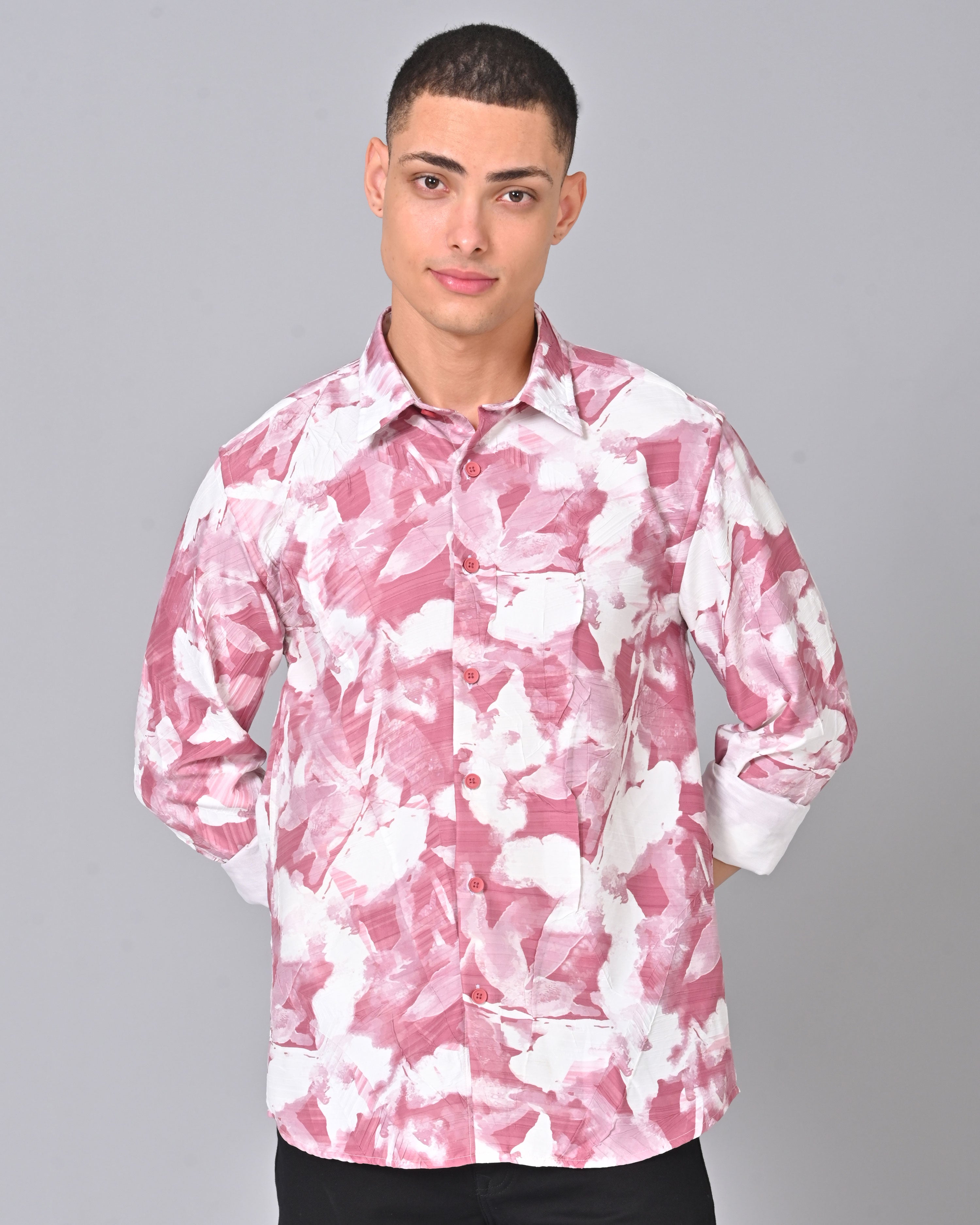 Men's Pink Tencel Full Sleeve Shirt 