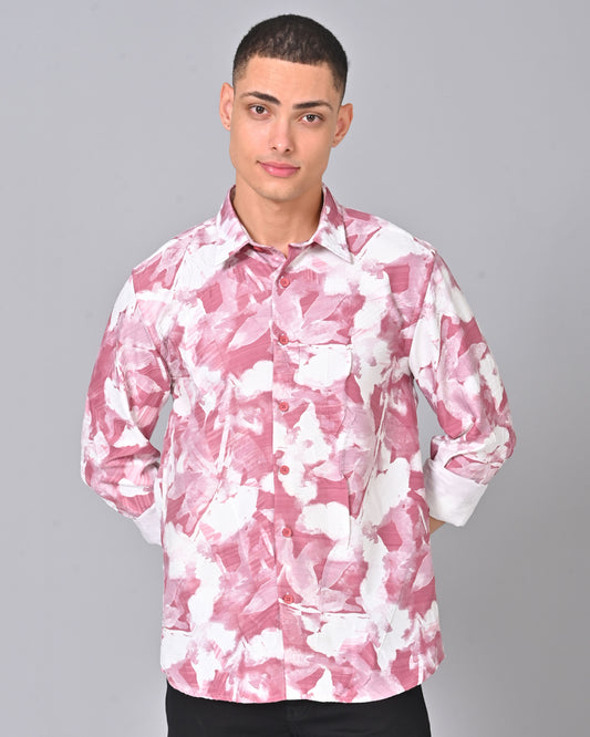Men's Stylish Tencel Cotton Geometric Print Shirt - 022