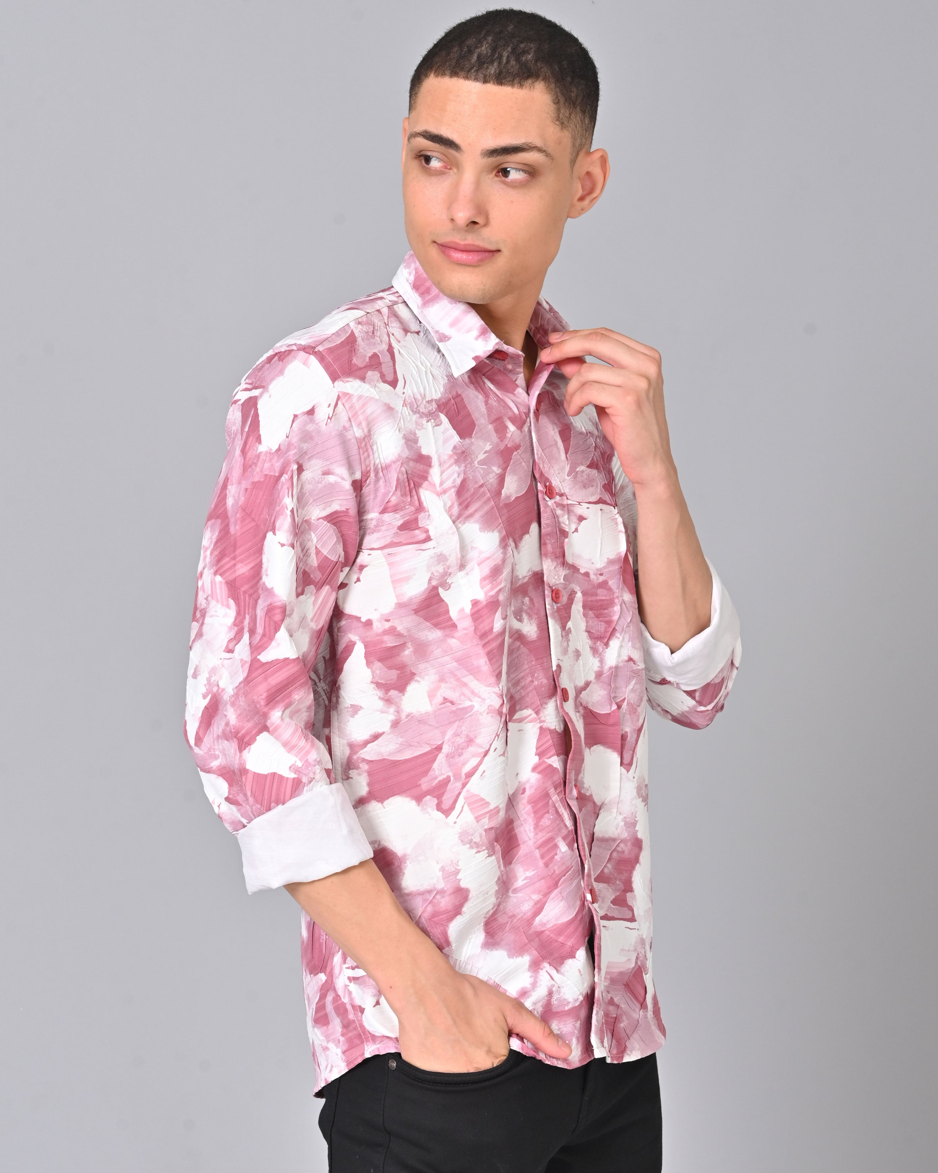 Men's Pink Tencel Full Sleeve Shirt Online