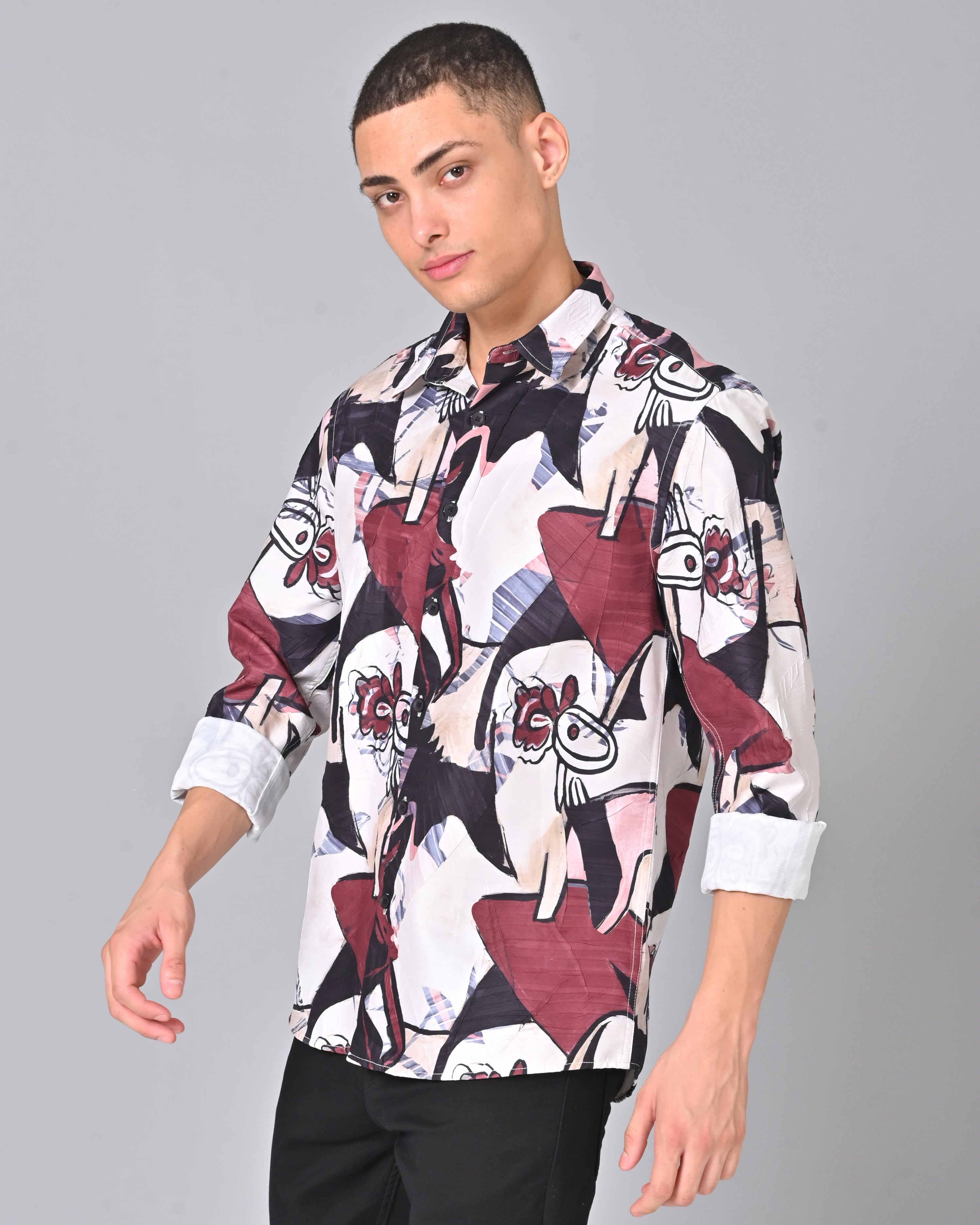 Shop Men's Maroon Full Sleeve Tencel Shirt 