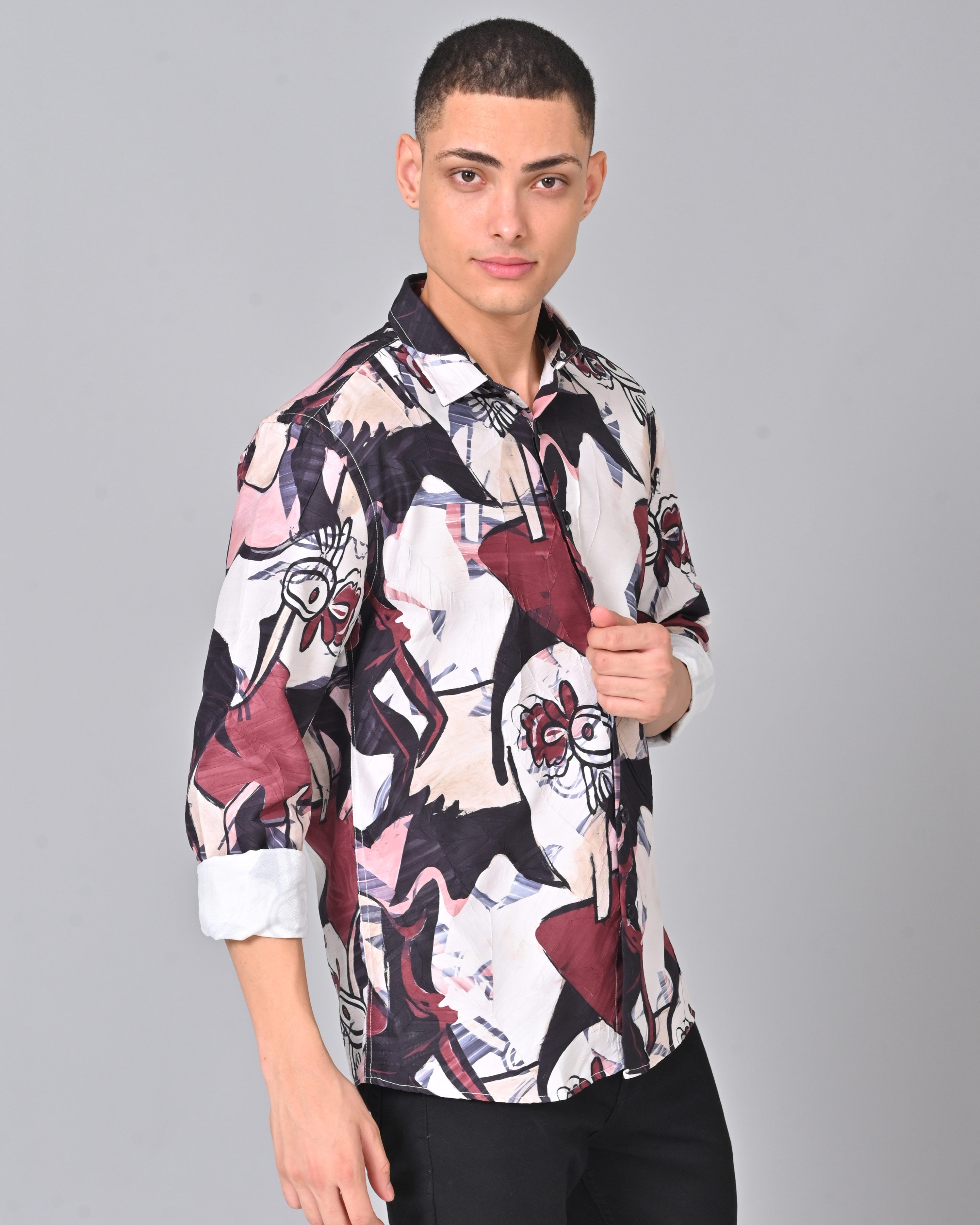 Men's Maroon Full Sleeve Tencel Shirt Online