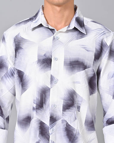 Buy Men's Geometric White Tencel Shirt Online