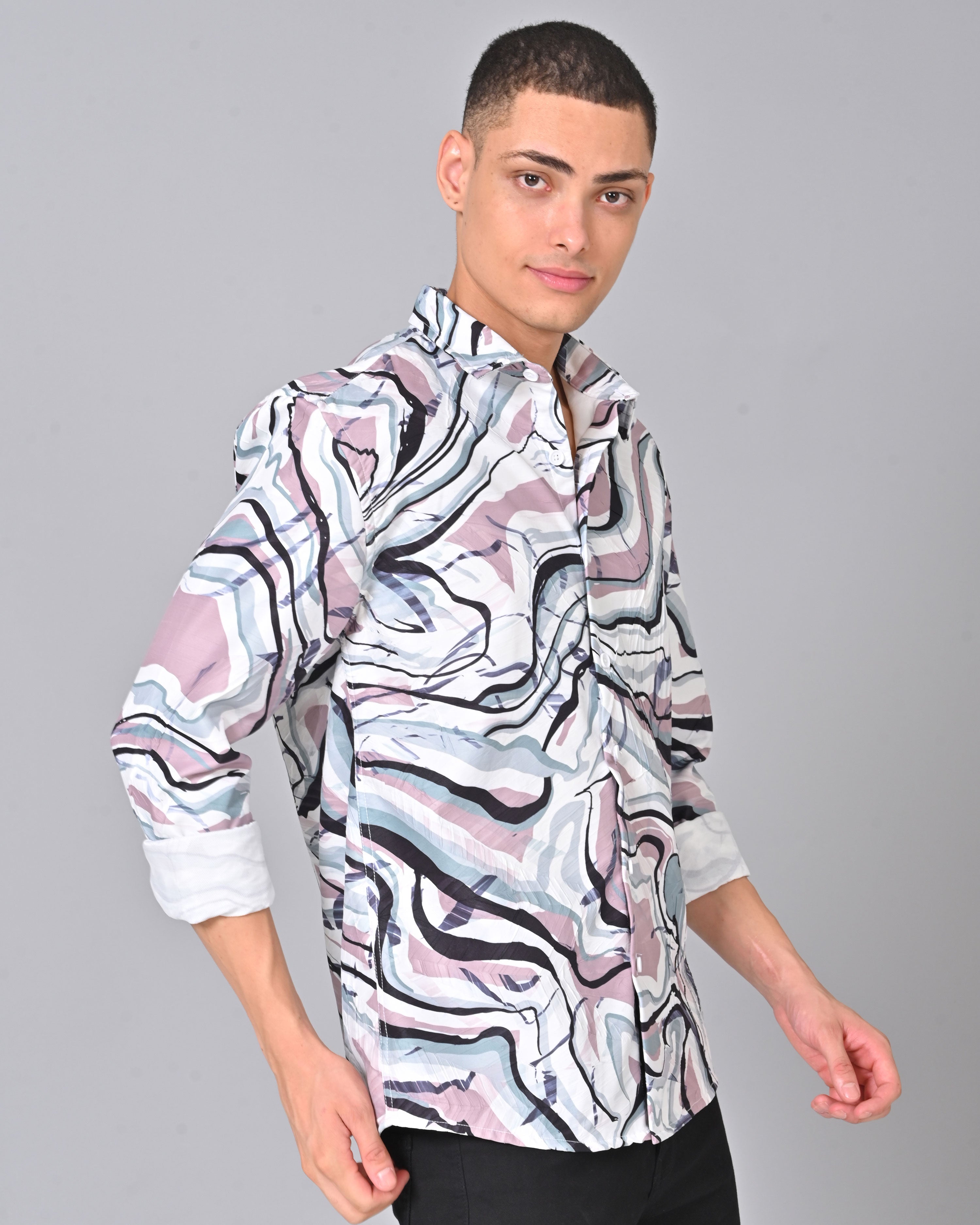 Men's Multicolor Printed Tencel Shirt Online