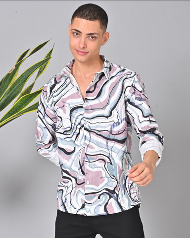 Shop Men's Multicolor Full Sleeve Tencel Shirt Online