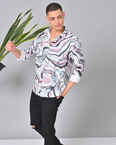 Men's Multicolor Printed Full Sleeve Tencel Shirt Online