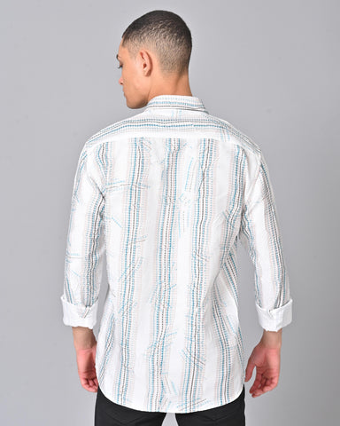 Buy Men's White Stripes Tencel Shirt