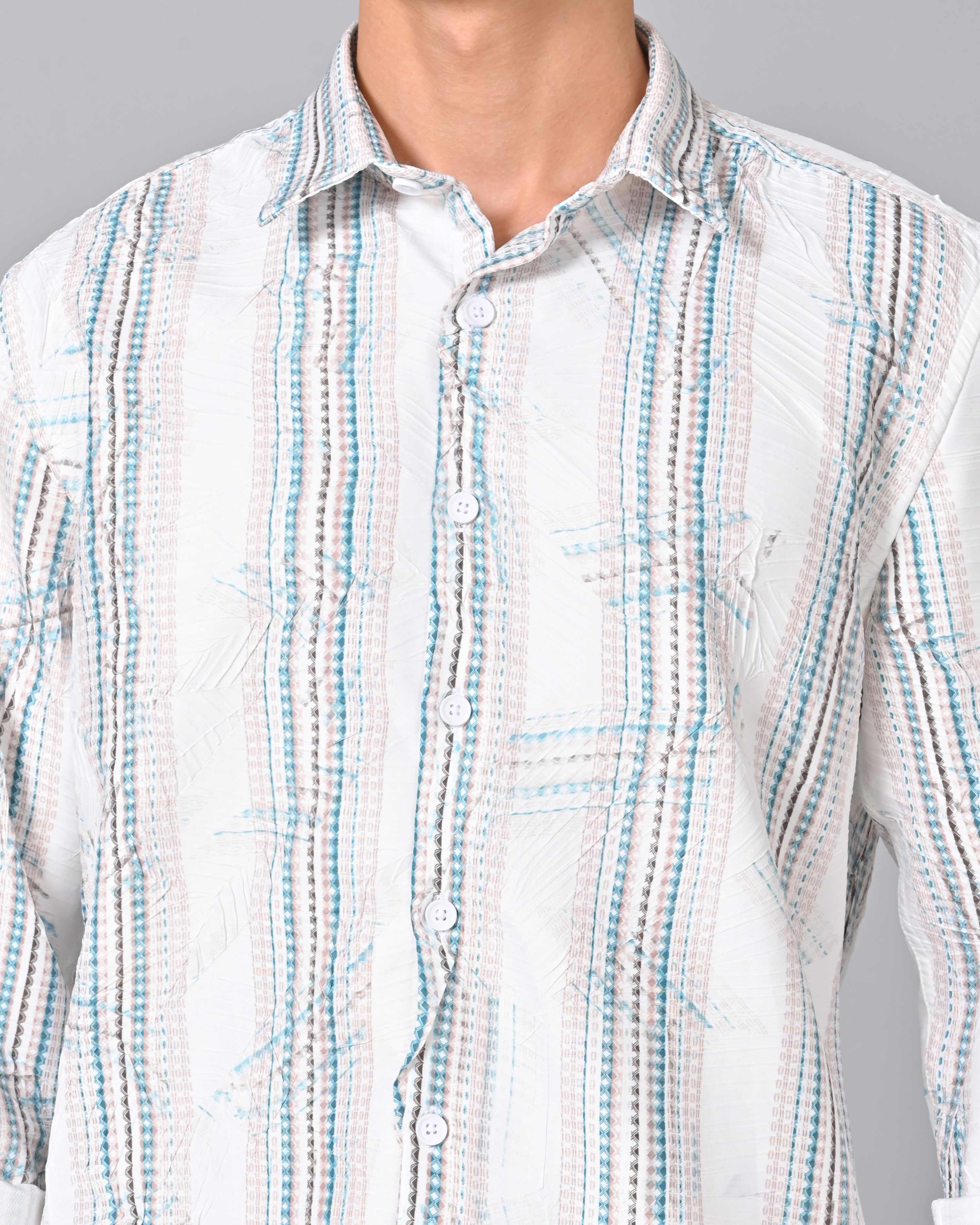 Buy Men's White Stripes Tencel Shirt Online
