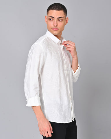 Buy Men's Embroidered Full Sleeve White Shirt